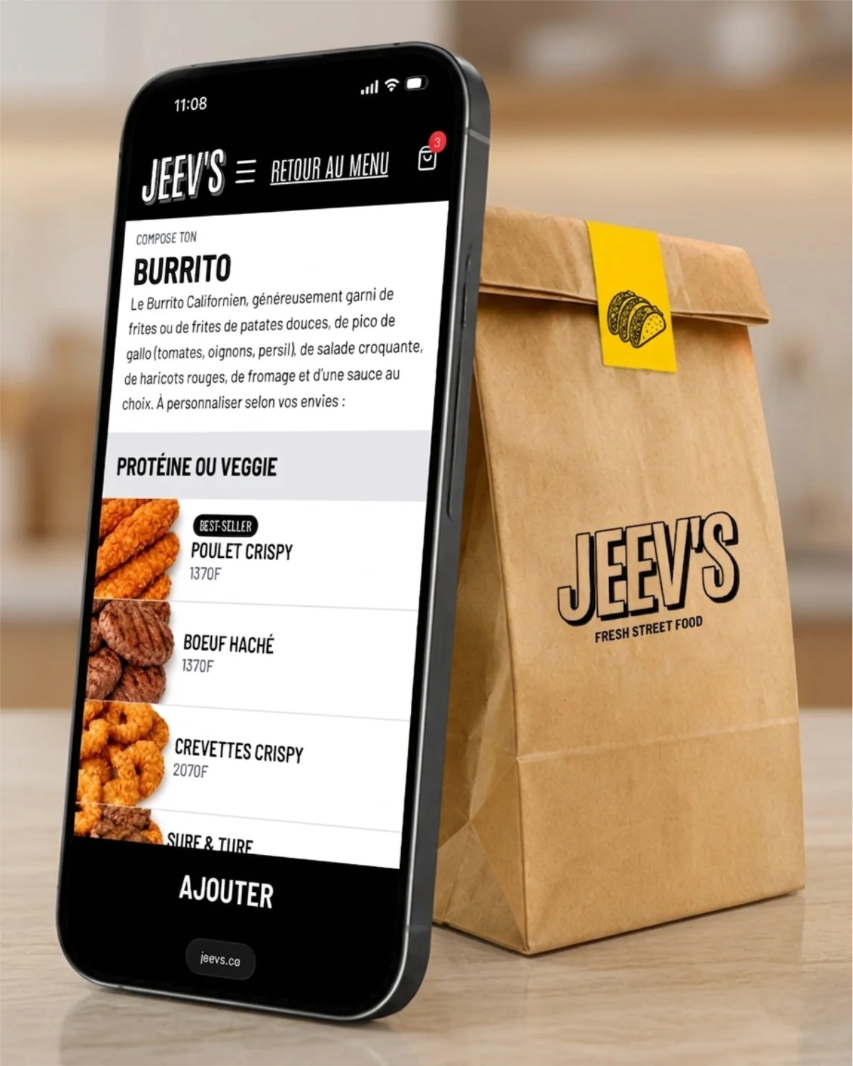 Repas entreprise Jeev's avec retrait au Quartier Latin